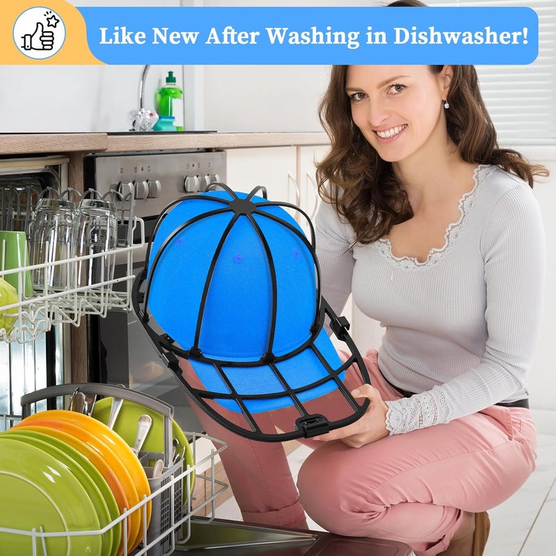 Eiito Hat Washer Cage,Hat Washer for Washing Machine and Dishwasher,Baseball Cap Washing Cage,Say Goodbye to Deformed Dirty Hats (Black 2 Pack) - Image 5